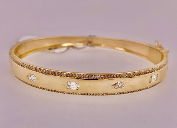 14K Fancy Diamond Bangle Bracelet