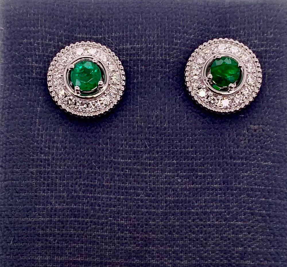 14K Emerald & Diamond Earrings