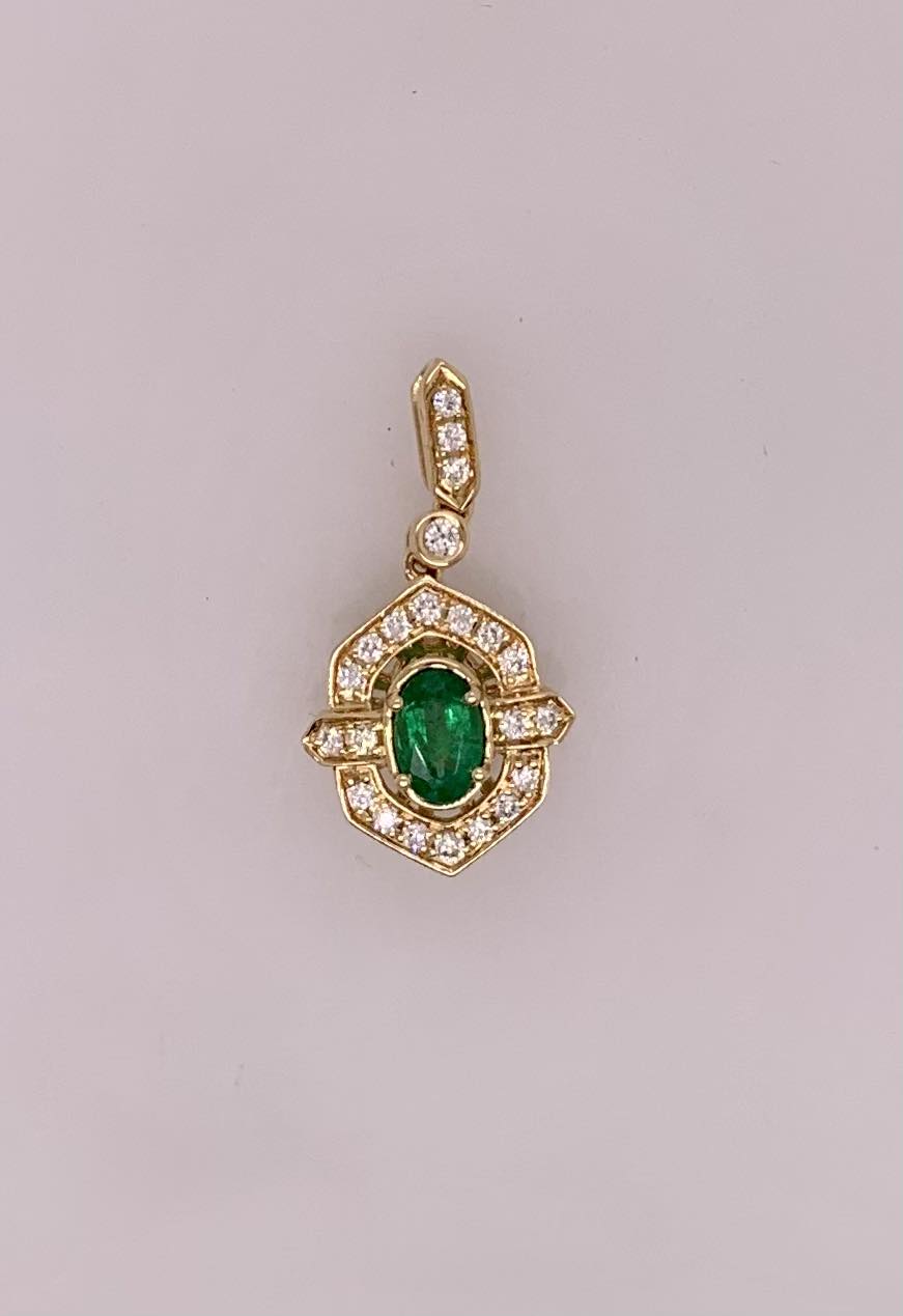 18K Emerald & Diamond Pendant