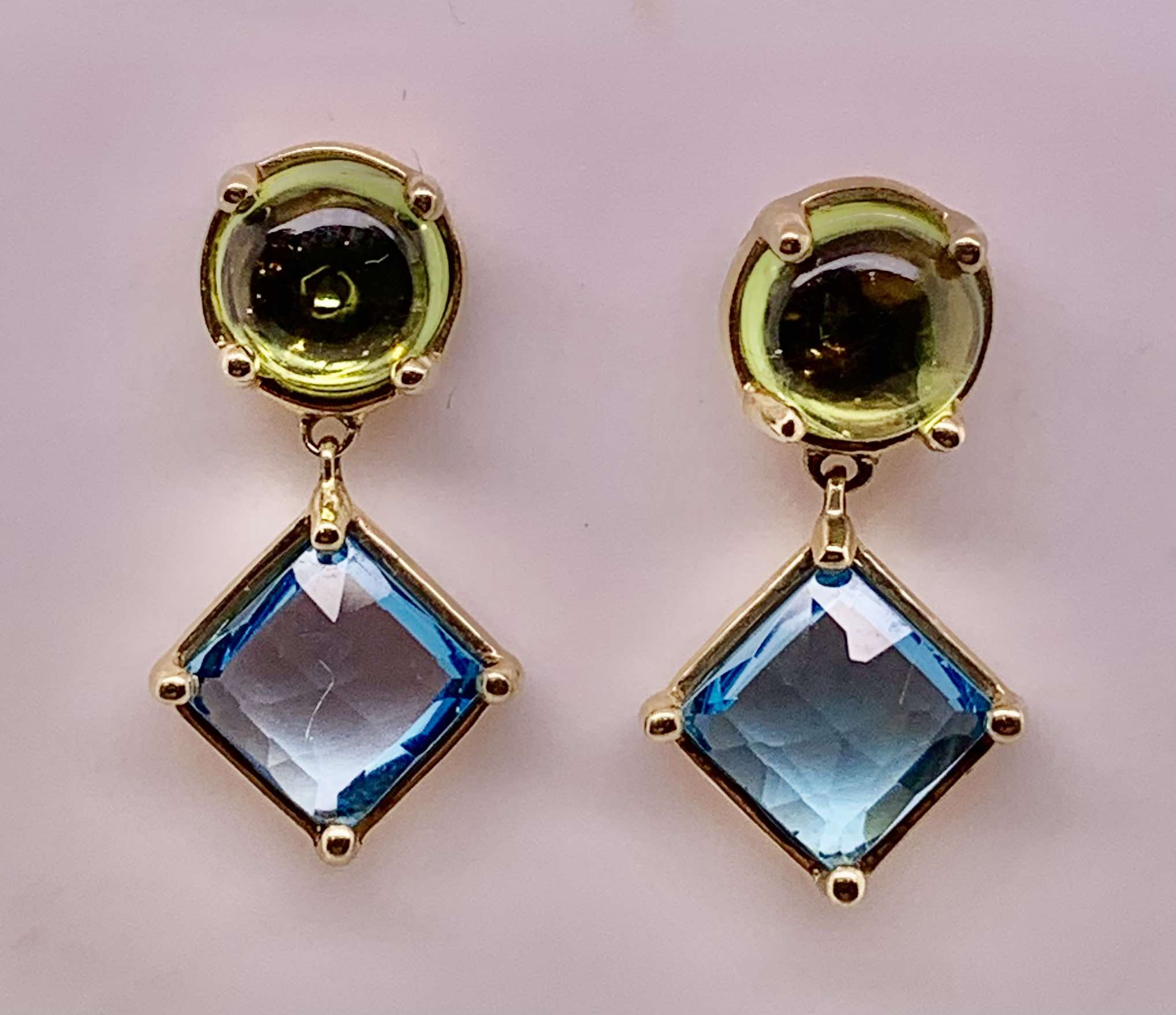 10K Peridot Blue Topaz Earrings – John Cauley Jeweler
