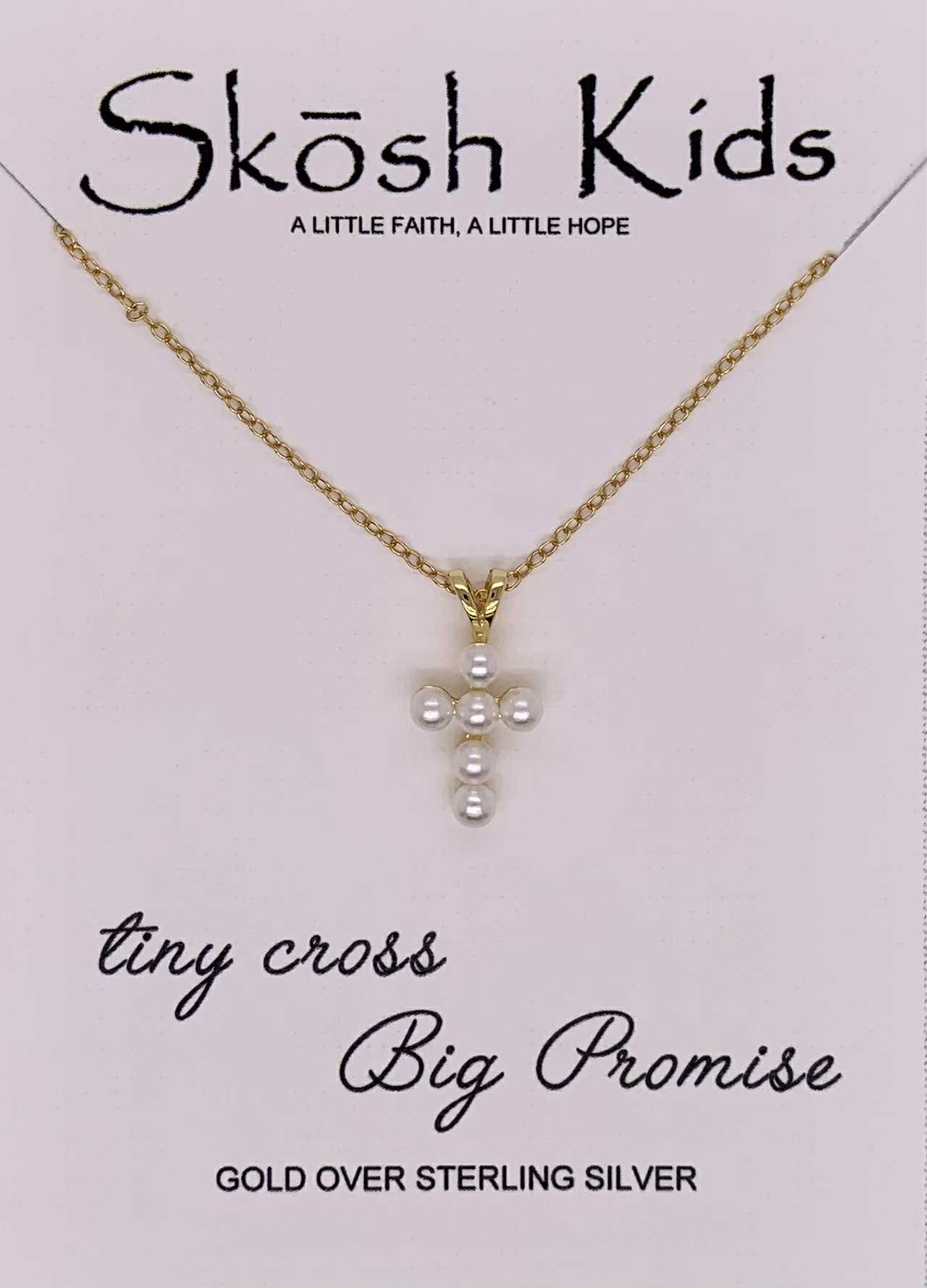 Skosh Kids Small Pearl Cross Necklace