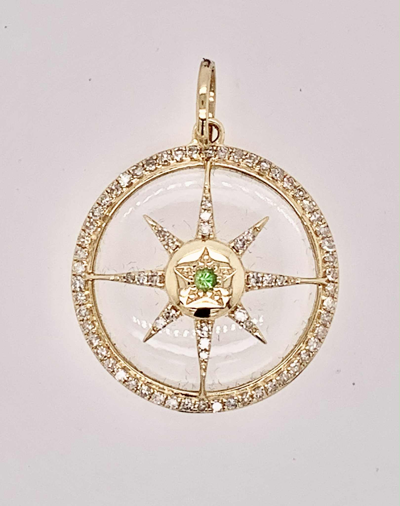 14K Tsavorite Garnet and Diamond Charm