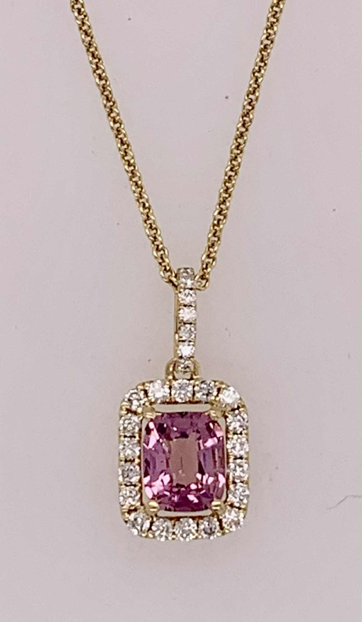 18K Pink Spinel & Diamond Pendant