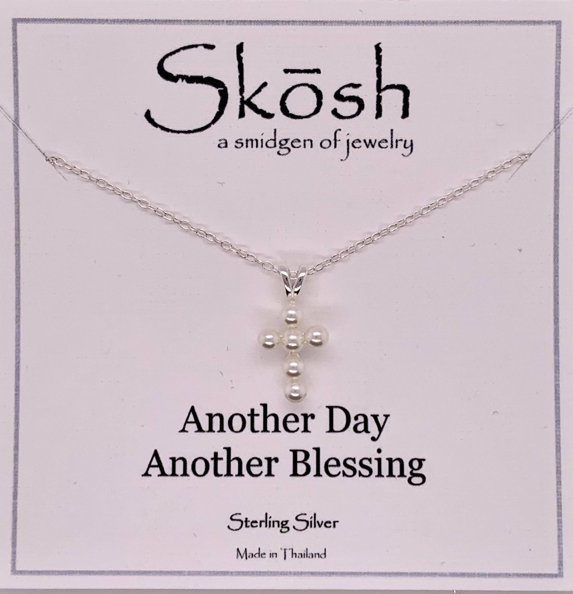 Skosh Small Pearl Cross Necklace