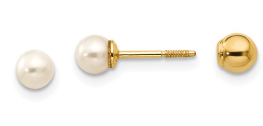 14K Pearl & Gold Bead Earrings