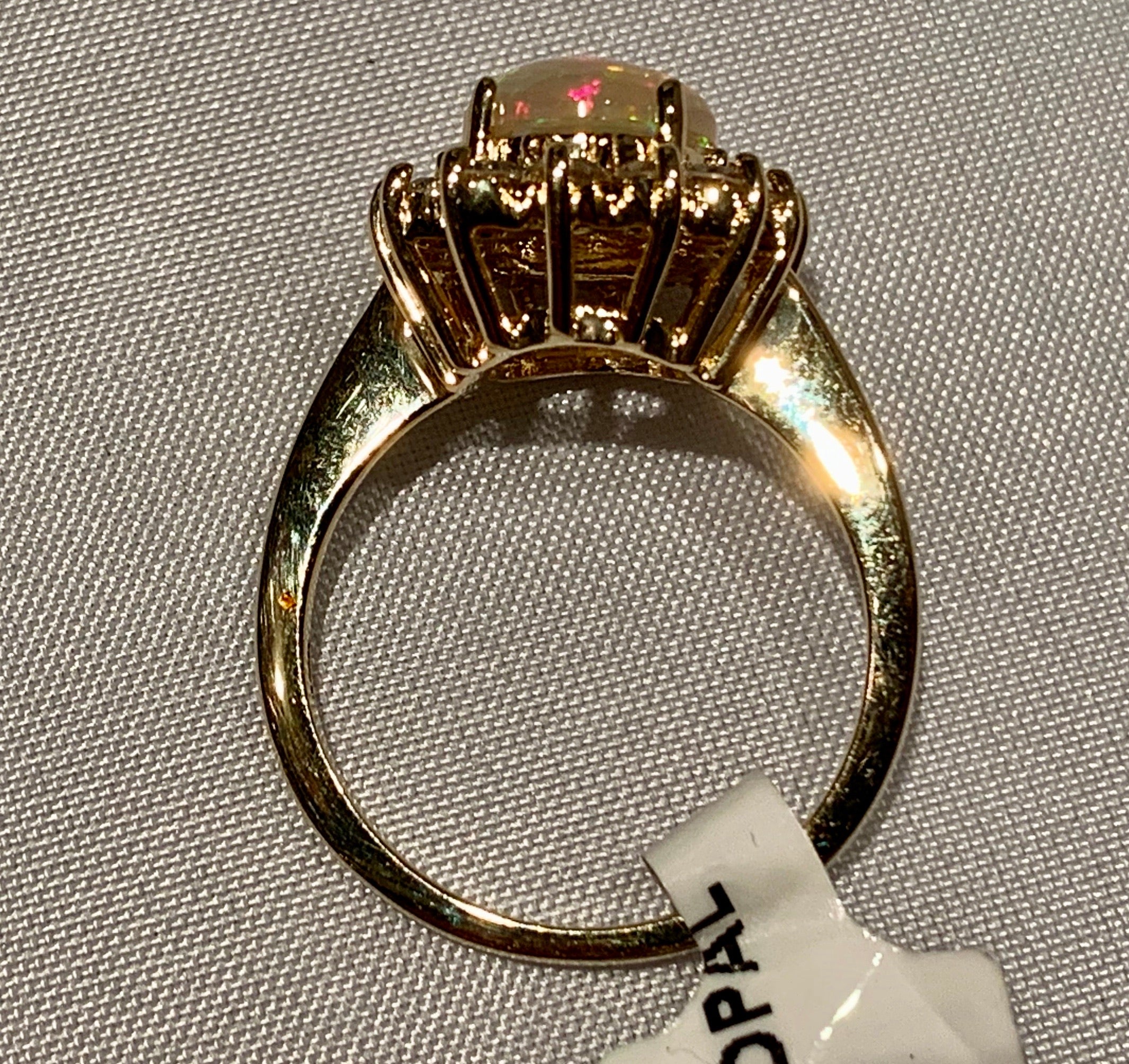 14K Yellow Gold Opal and Diamond Ring