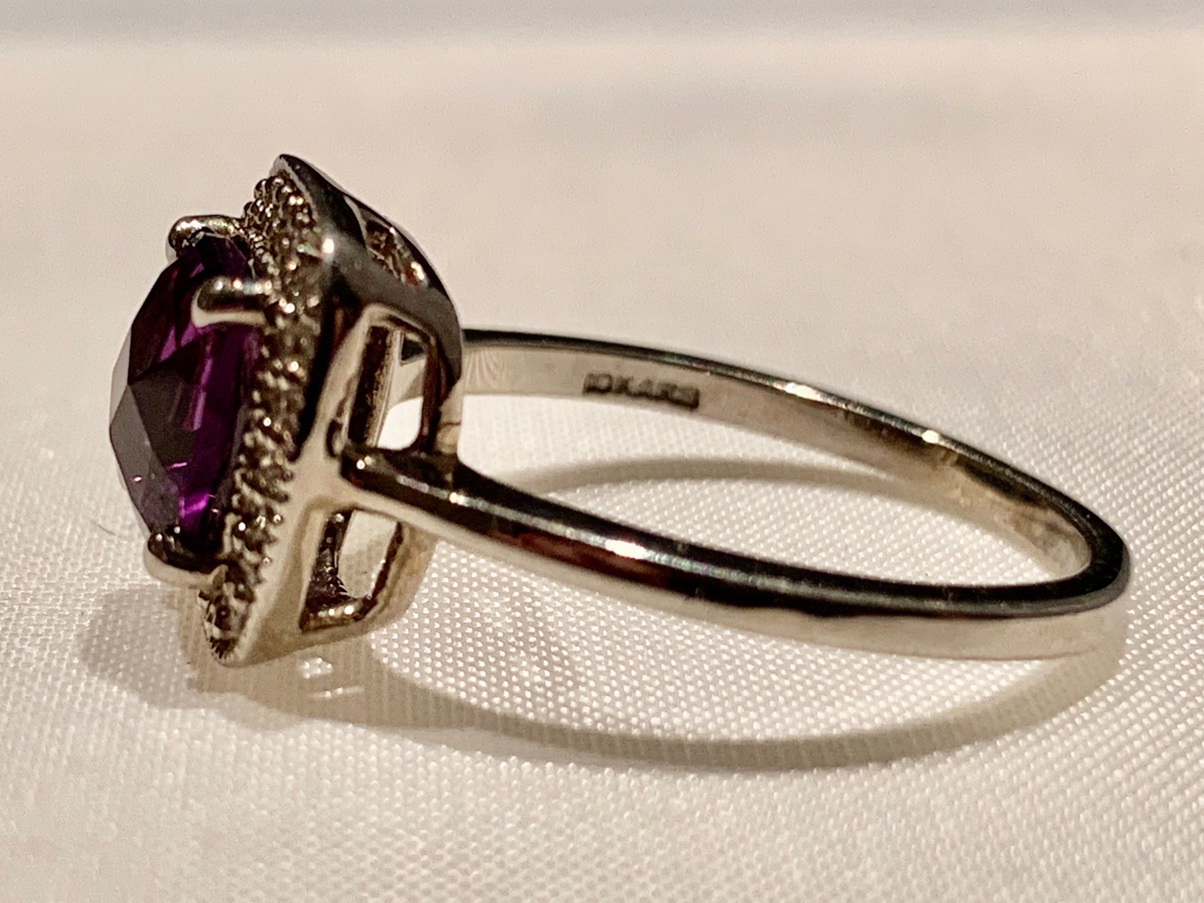 10K Amethyst & Diamond Ring