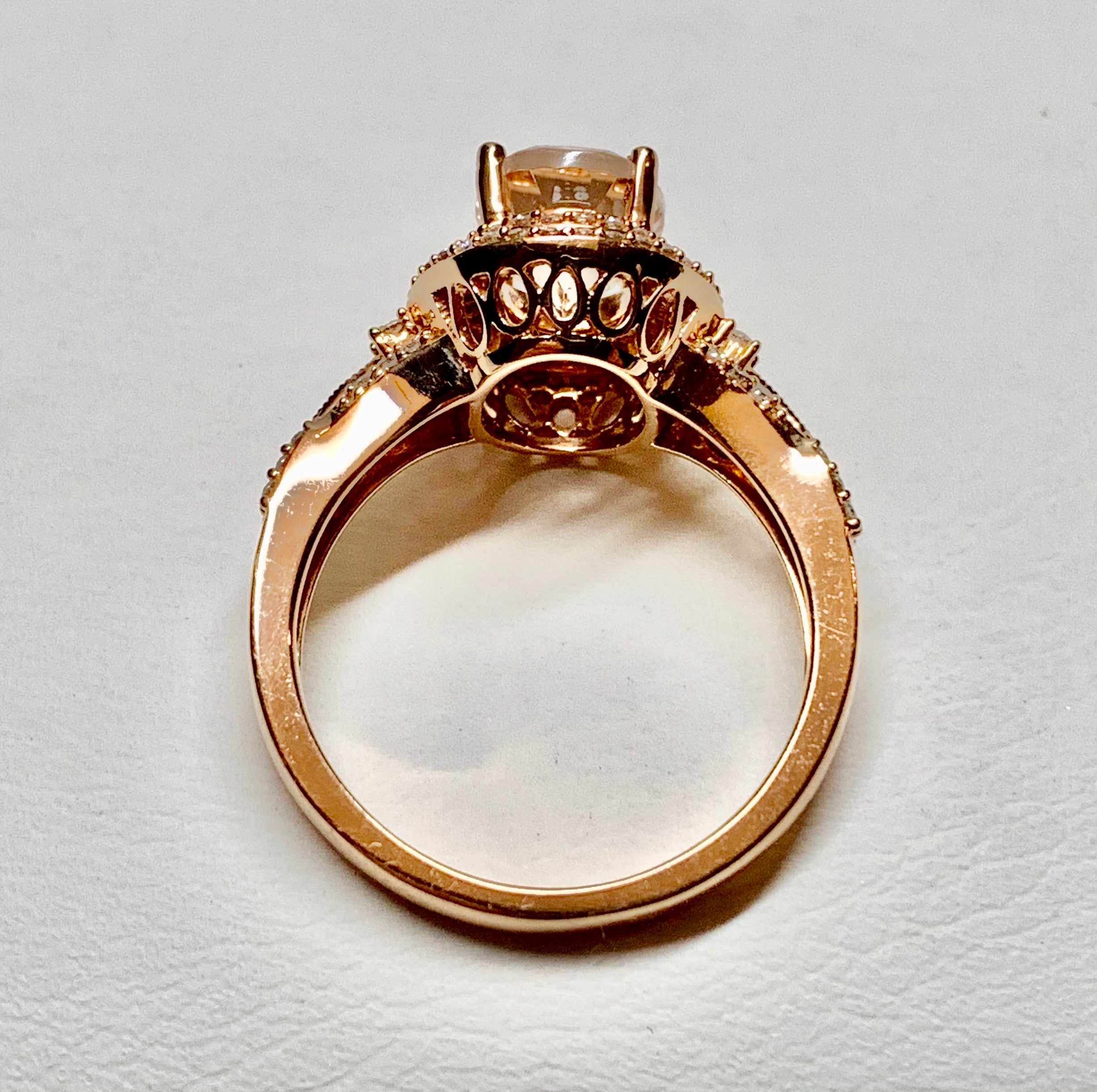 14K Rose Gold Morganite & Diamond Ring