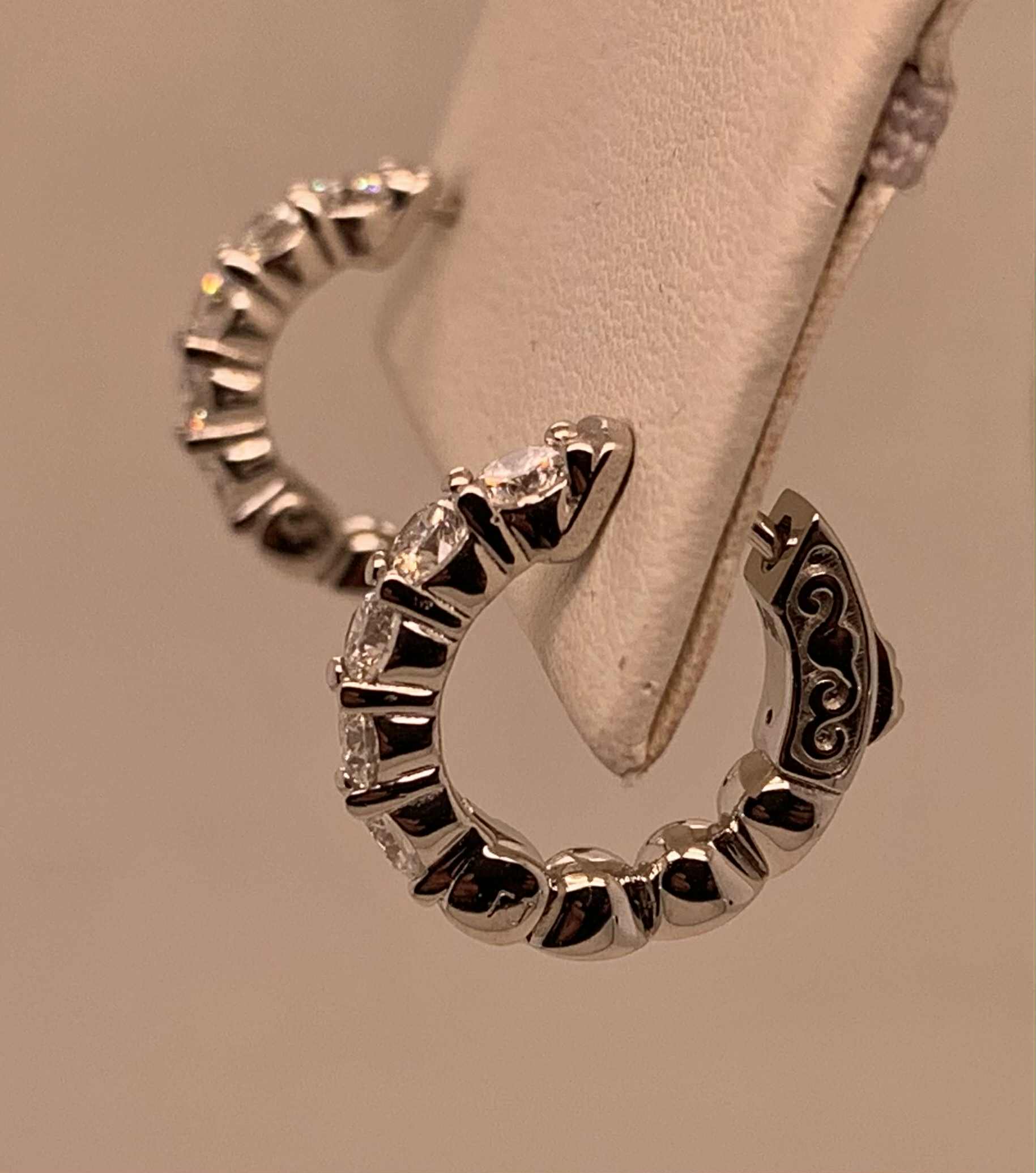 14K LAB Diamond Huggie Hoop Earrings