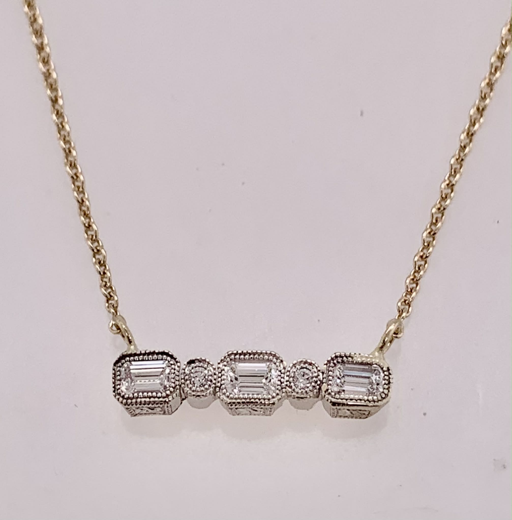 14K Diamond Bar Necklace