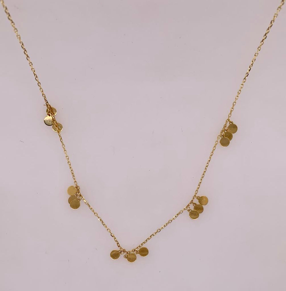 14K Dangle Disc Necklace
