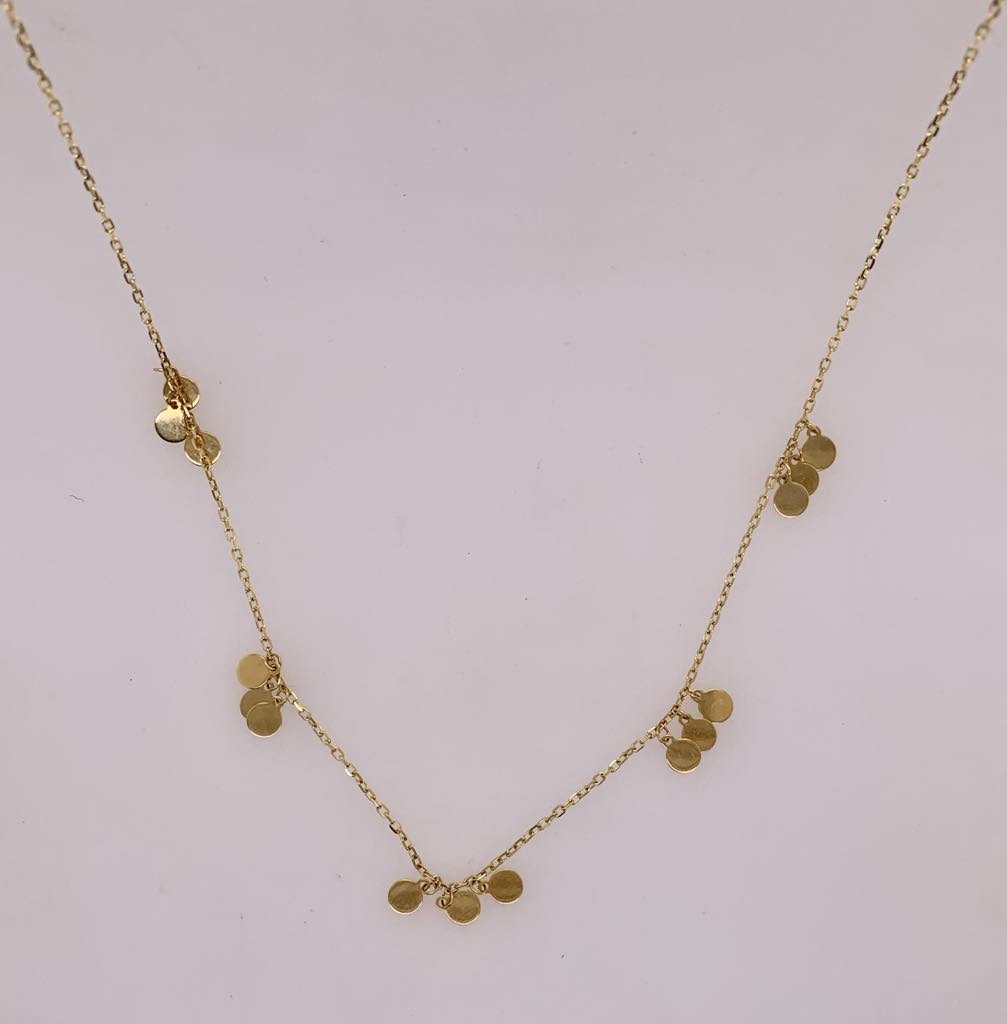 14K Dangle Disc Necklace