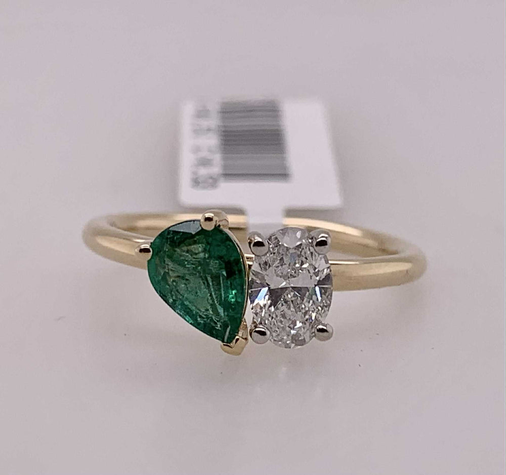 14K Emerald & Diamond Ring