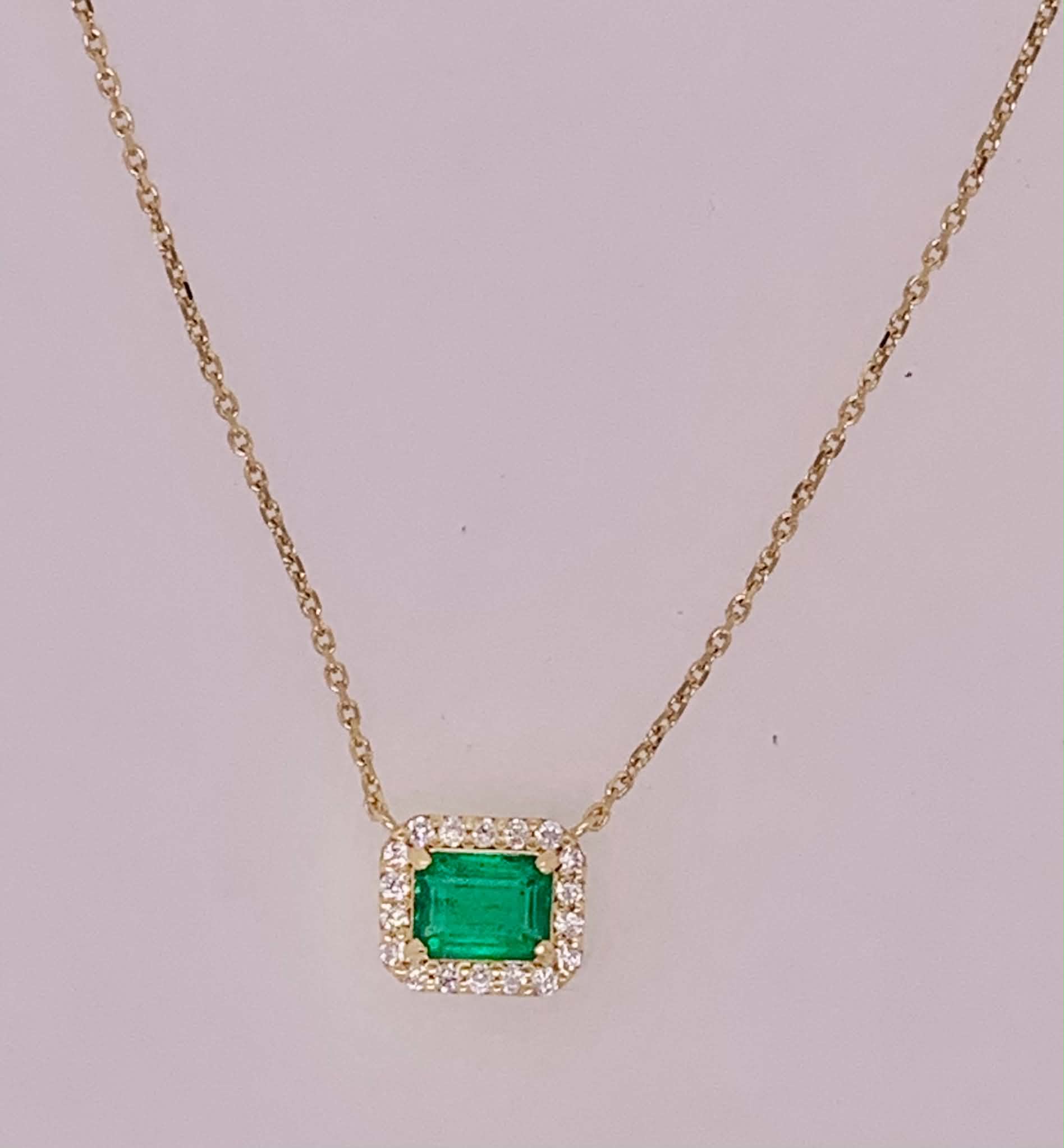 18K Emerald & Diamond Pendant