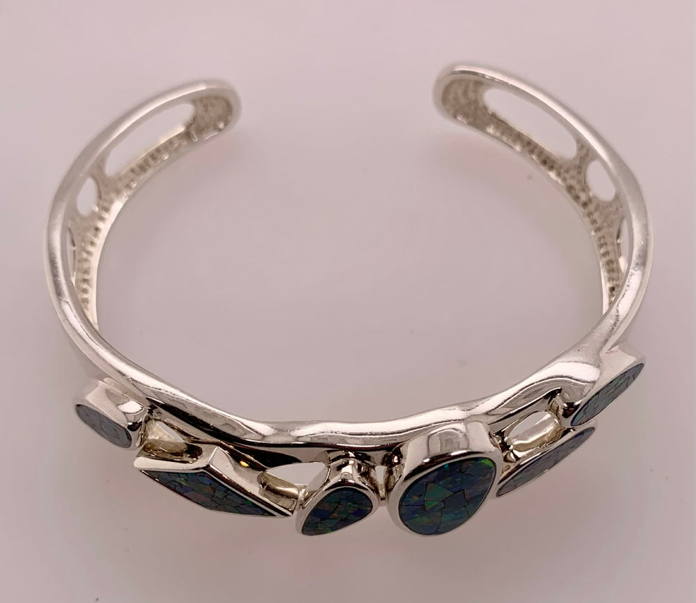 Sterling Opal Mosaic Cuff Bracelet