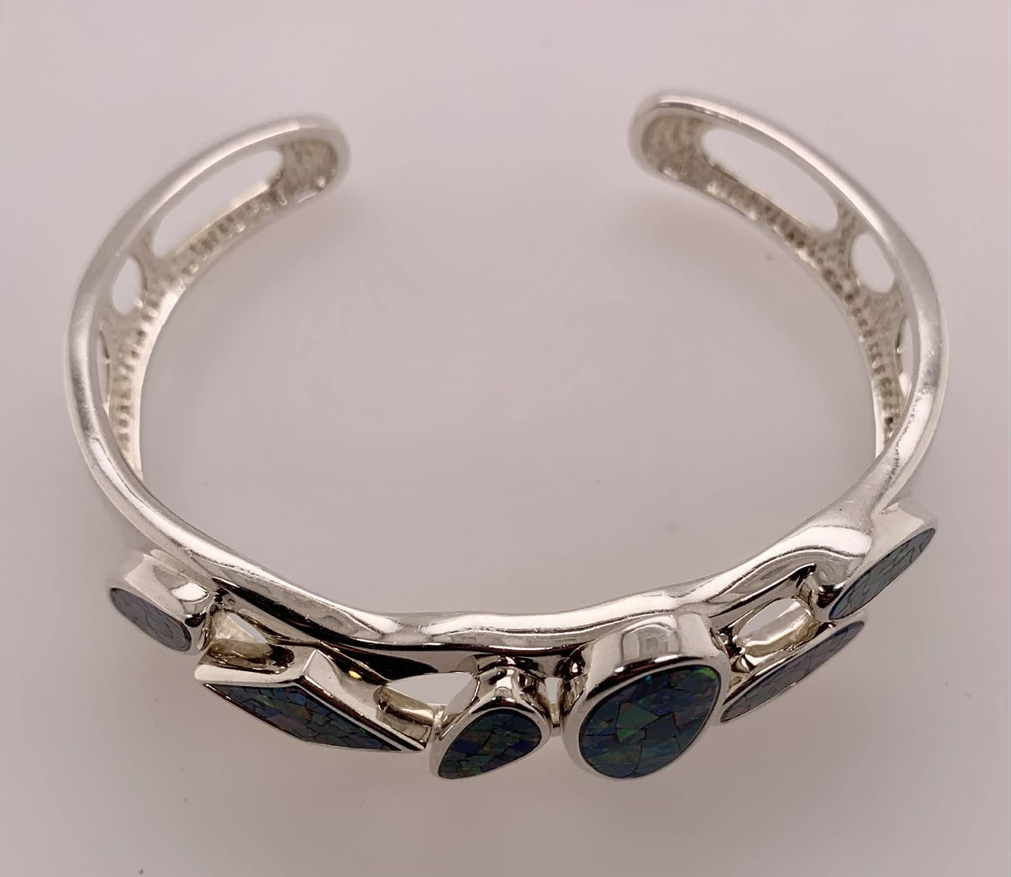 Sterling Opal Mosaic Cuff Bracelet