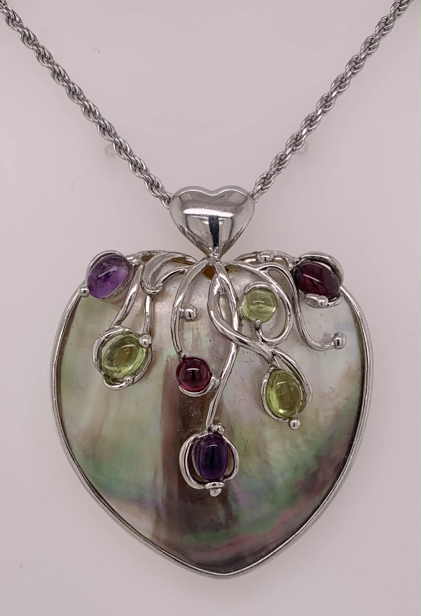 Sterling MOP Heart Pendant