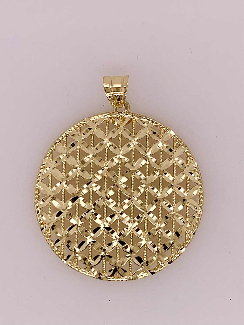 14K Diamond Cut Disc Pendant/Charm
