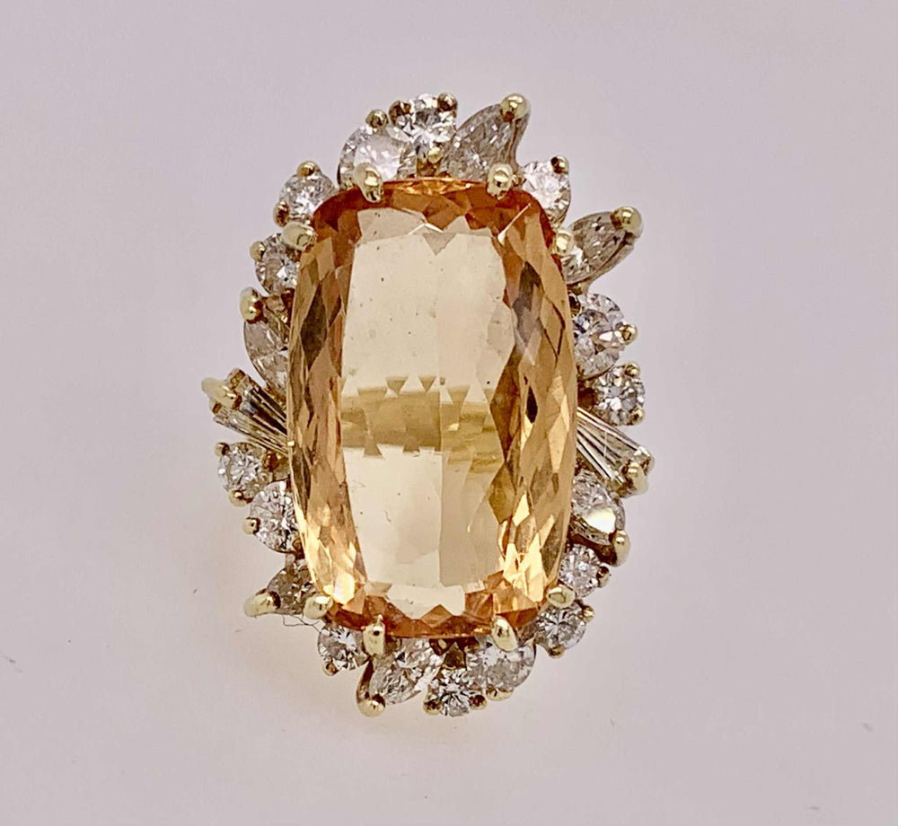 18K Estate Imperial Topaz & Diamond Ring