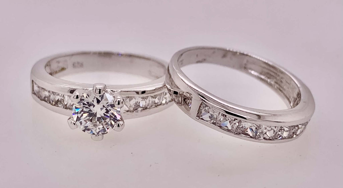Sterling Silver CZ Wedding Set