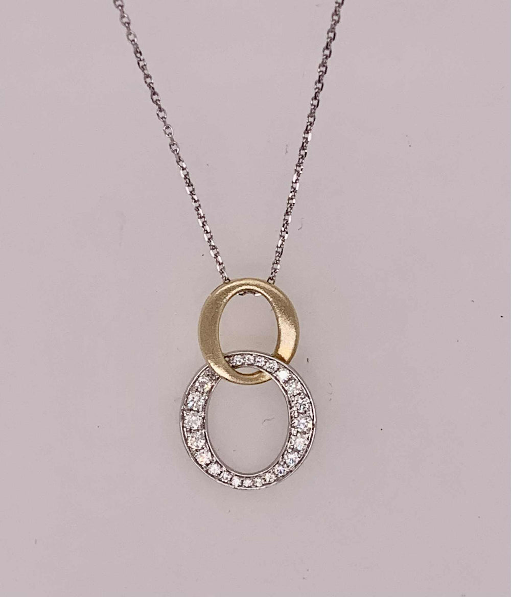 14K Gold Double Circle Diamond Pendant