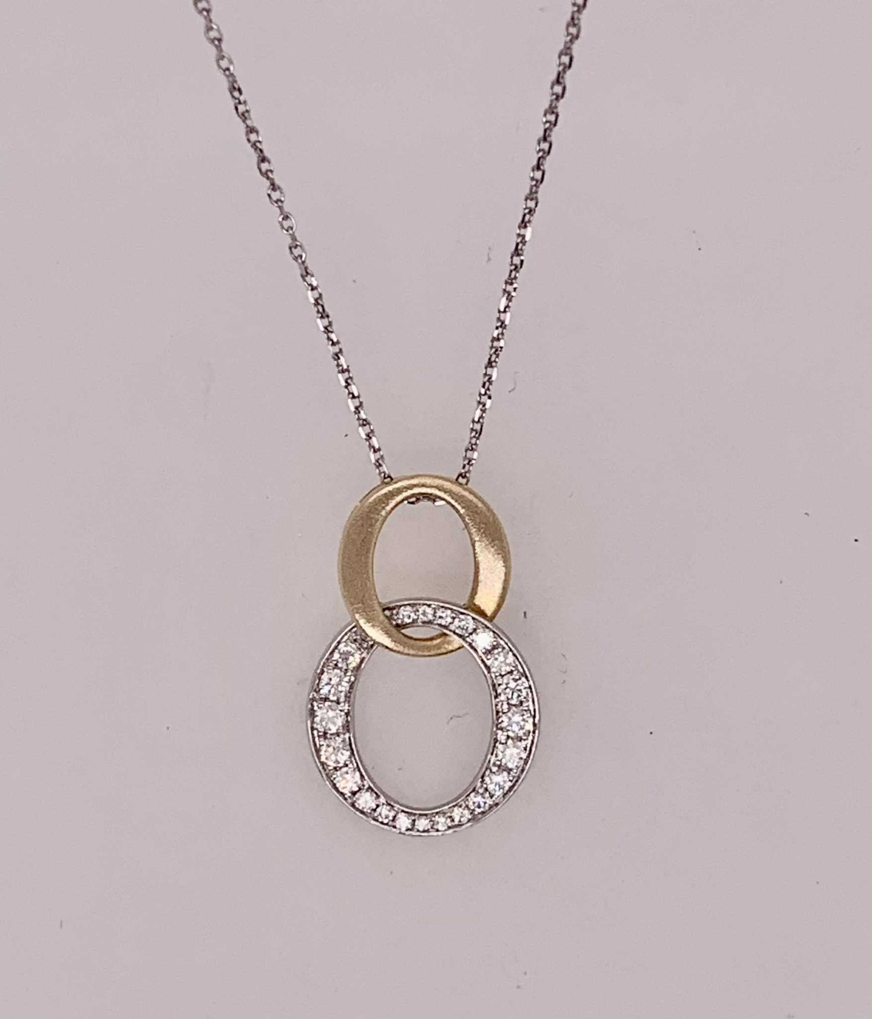 14K Gold Double Circle Diamond Pendant
