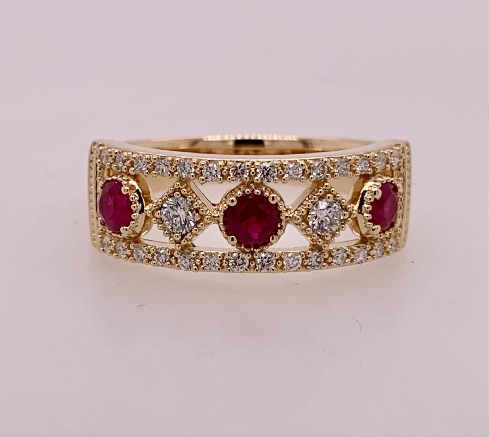 14K Ruby & Diamond Band