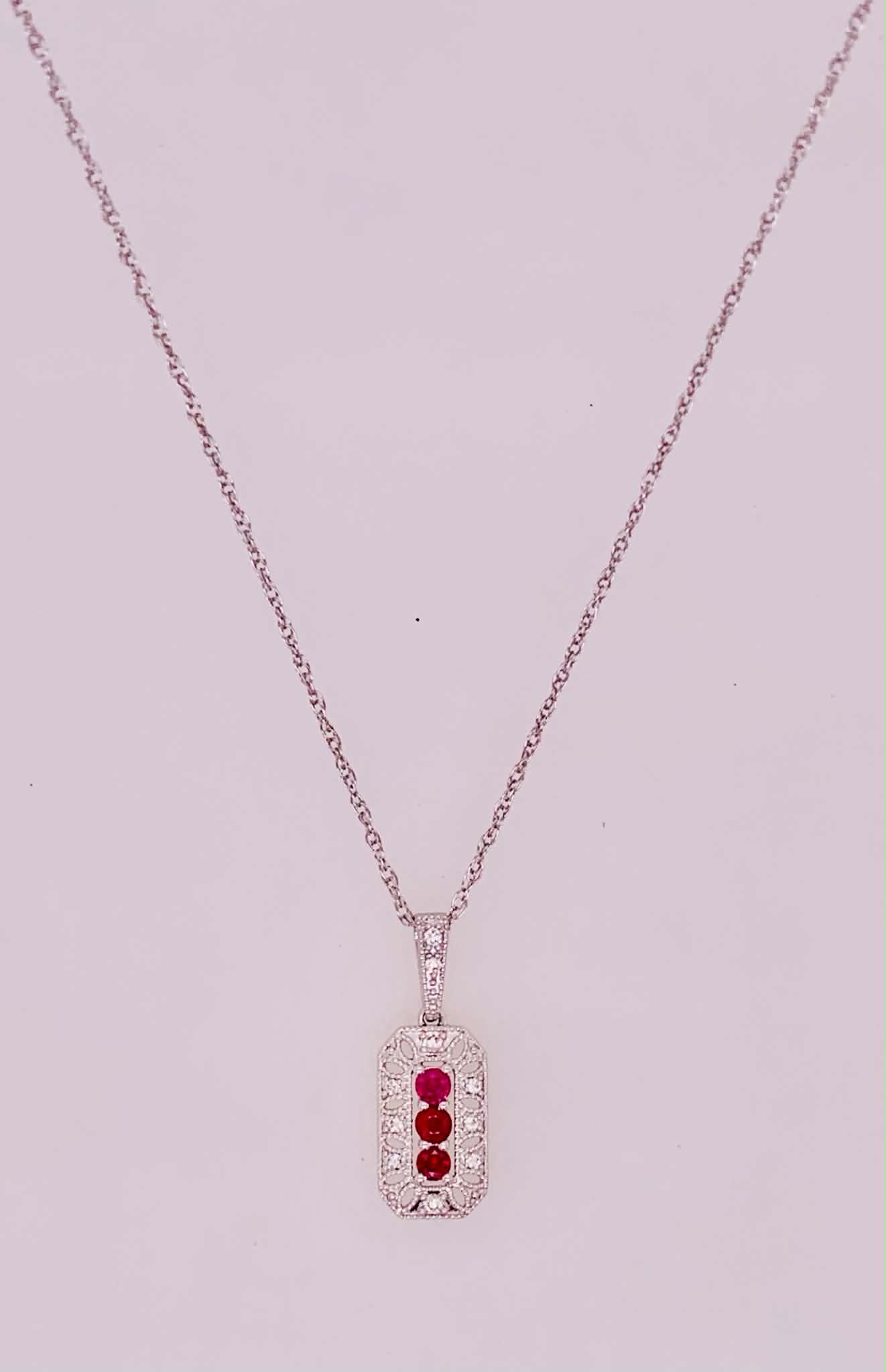 14K Ruby & Diamond Pendant