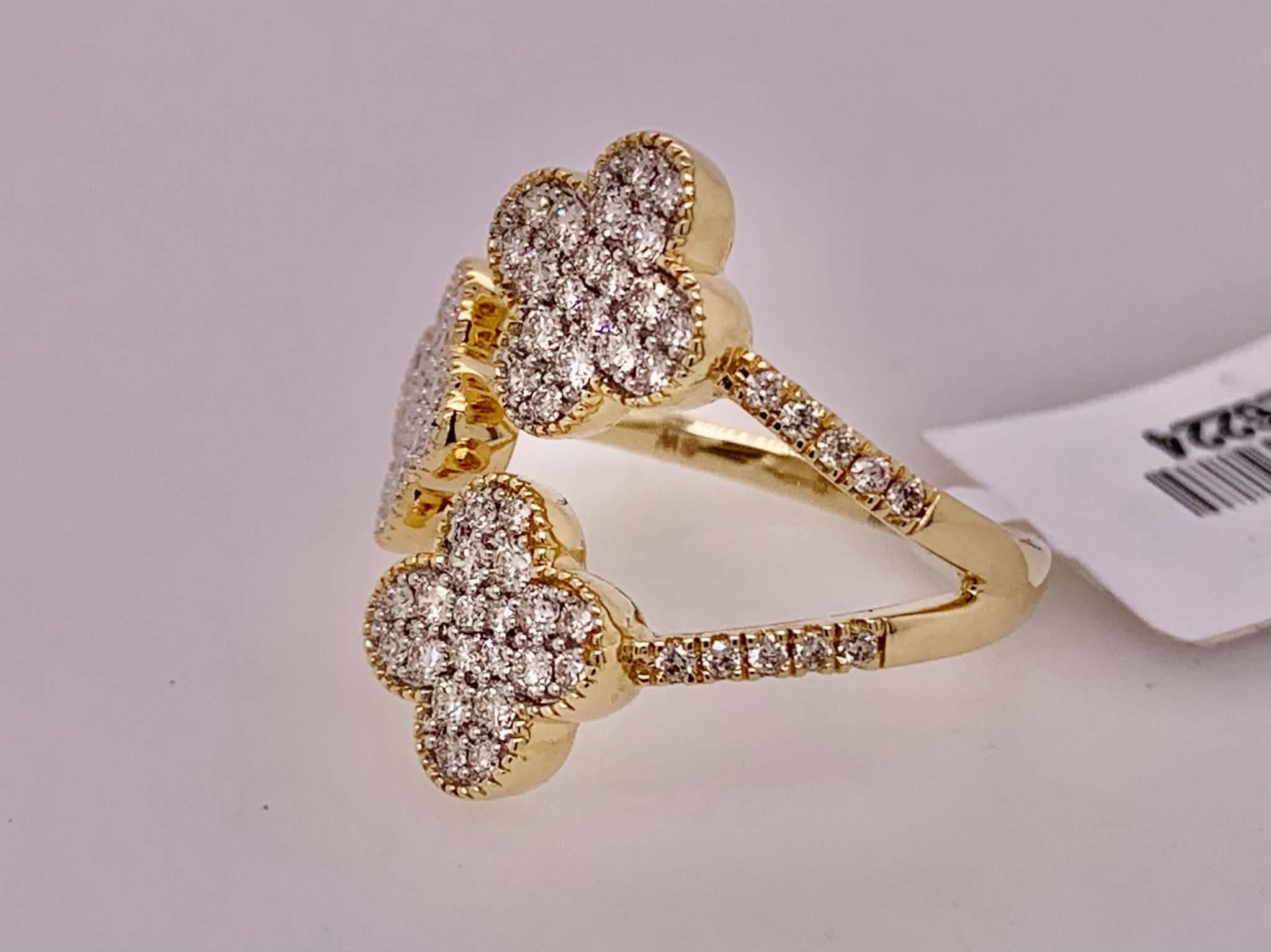 14K Diamond Triple Clover Ring
