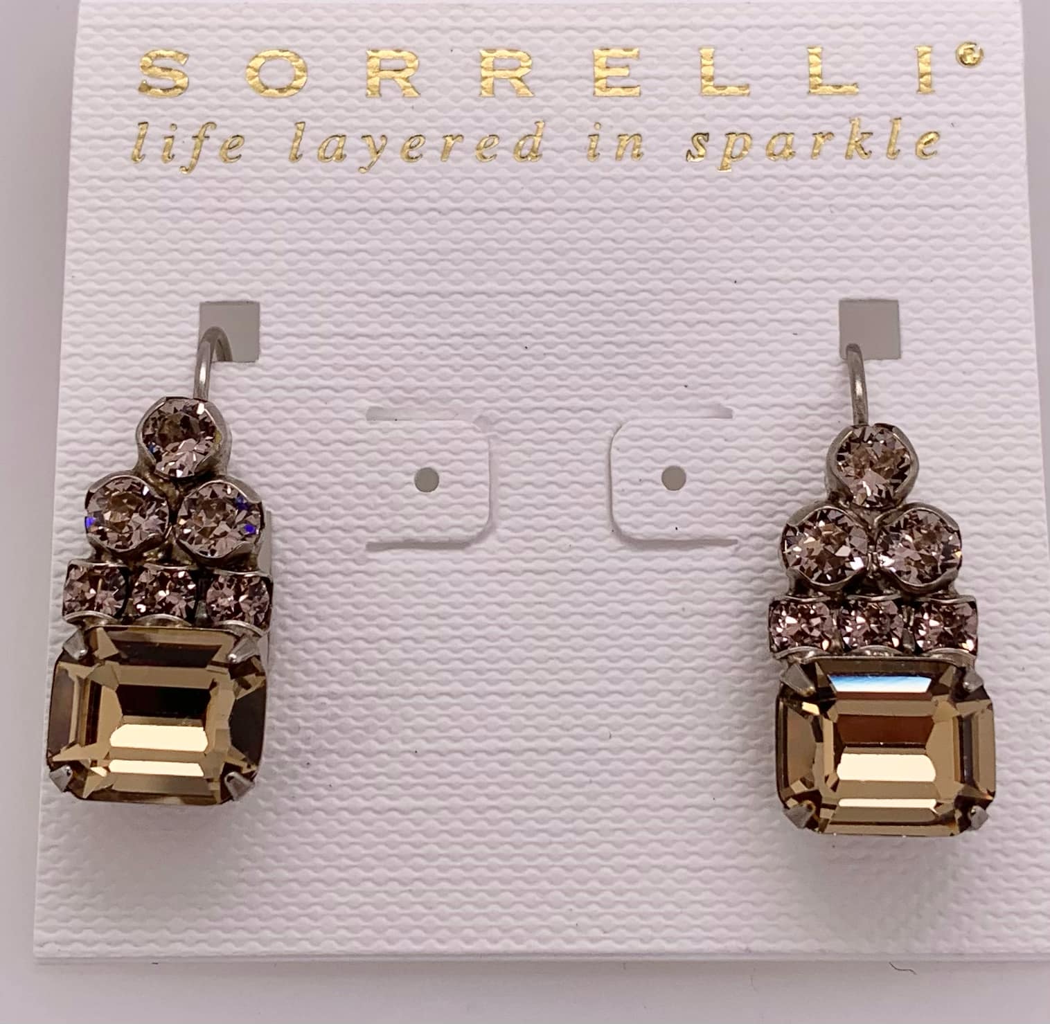 Sorrelli Round Crystal Pyramid and Octagon Dangle Earrings