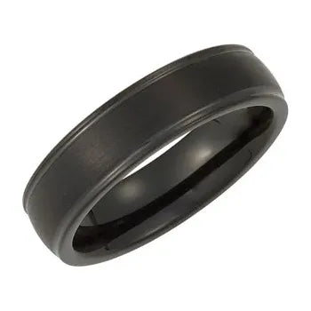 Black Tungsten Grooved Band