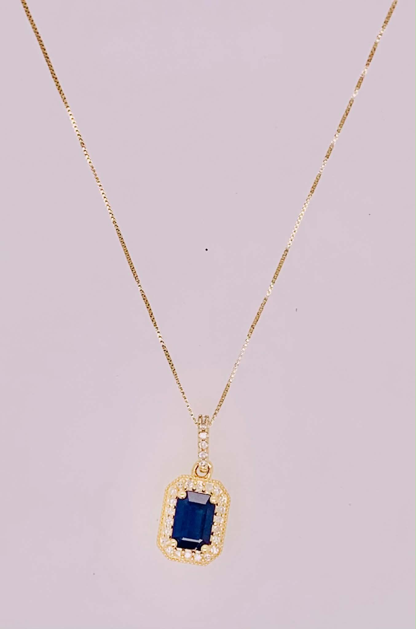 14K Sapphire & Diamond Pendant