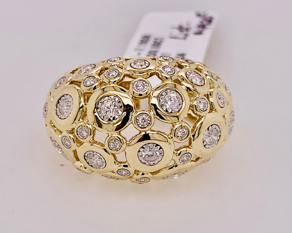 14K Gold Diamond Dome Ring