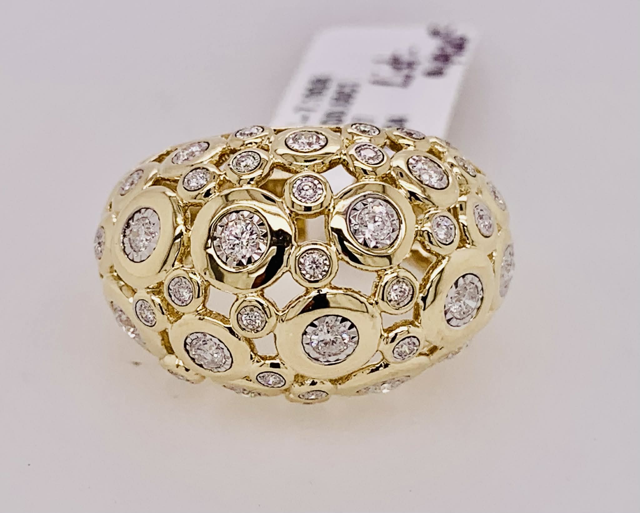 14K Gold Diamond Dome Ring