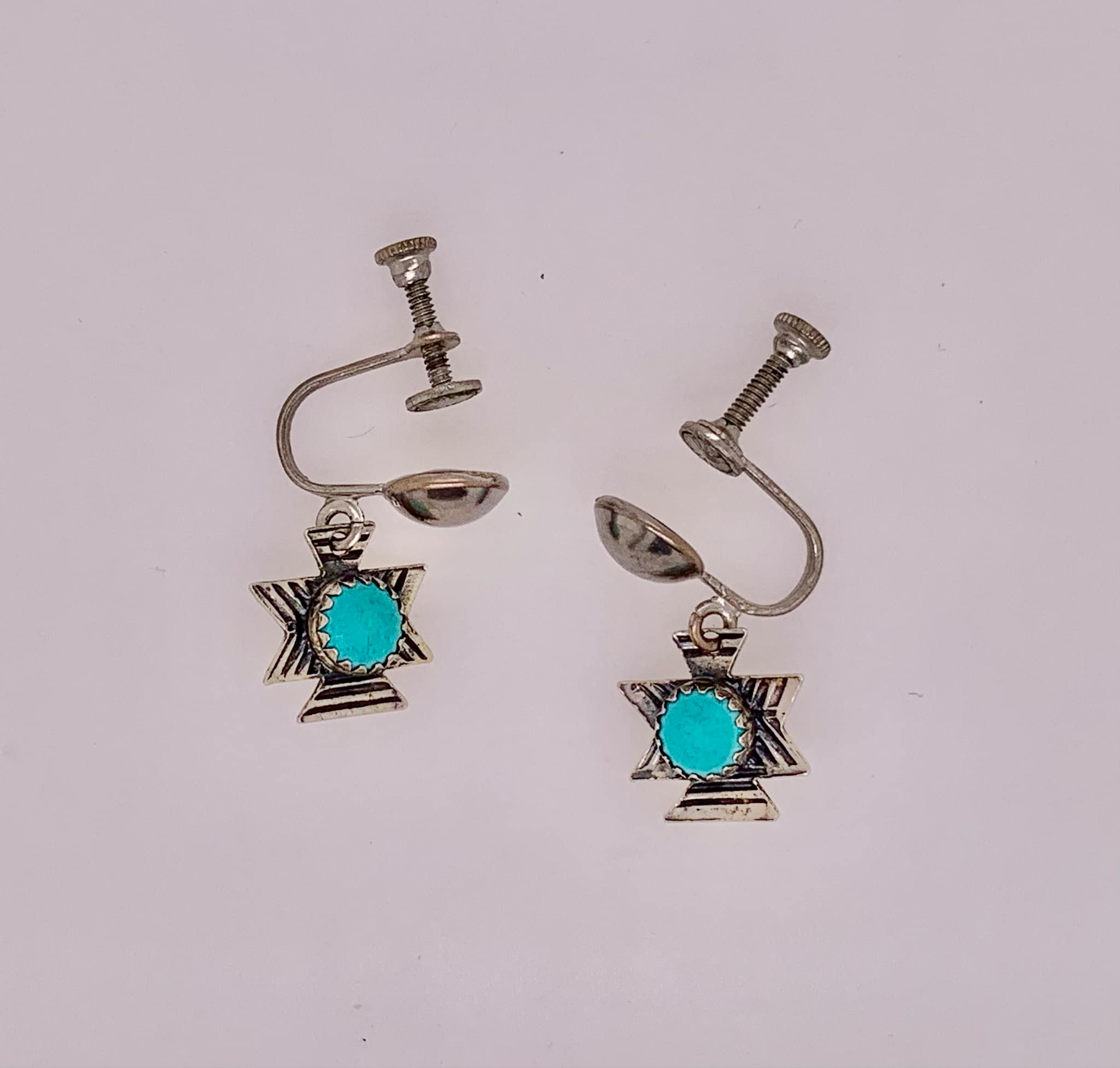 Estate Fashion Silver Tone Screw Back Earrings