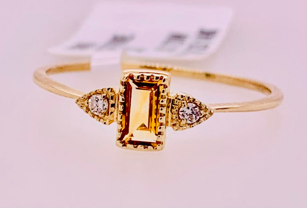 14K Citrine & Diamond Ring