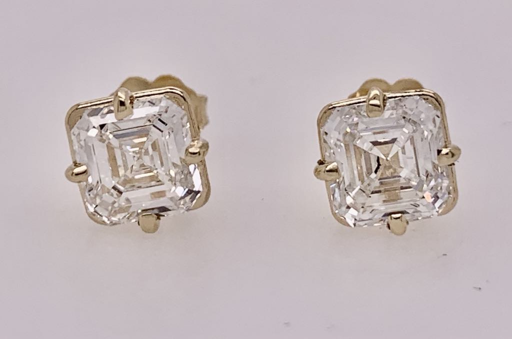 14K LAB Asscher Cut Diamond Earrings