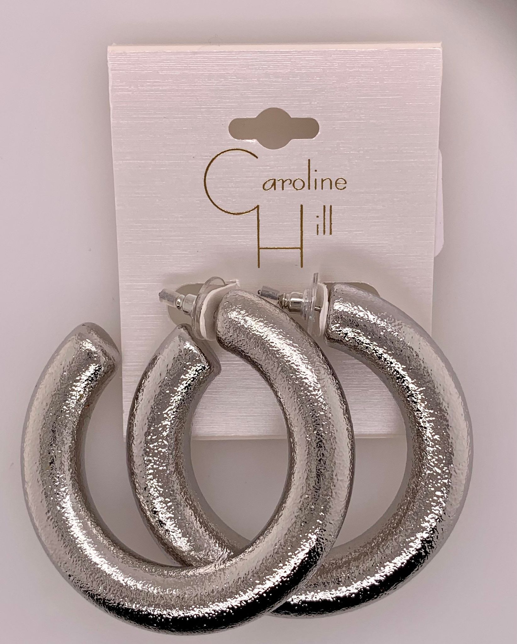 Lowry Textured Hoop Earring SHINY SILVER