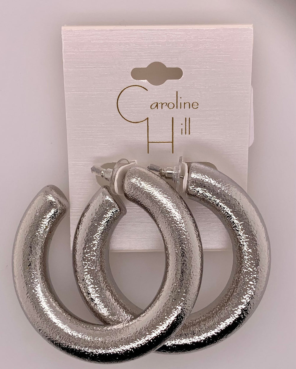 Lowry Textured Hoop Earring Shiny Silver