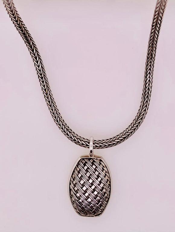 Lois HIll Foxtail Weave Chain with Woven Design Pendant