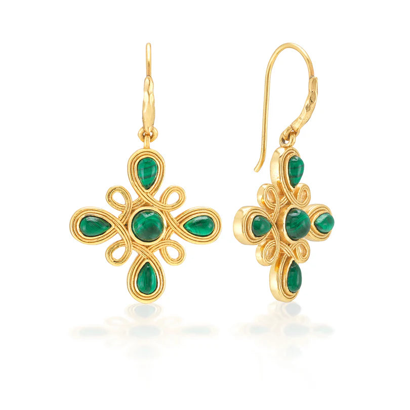 Gem Dangle Earrings - Malachite