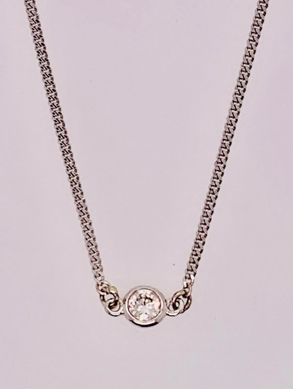 4K White Gold Stationed Diamond Necklace