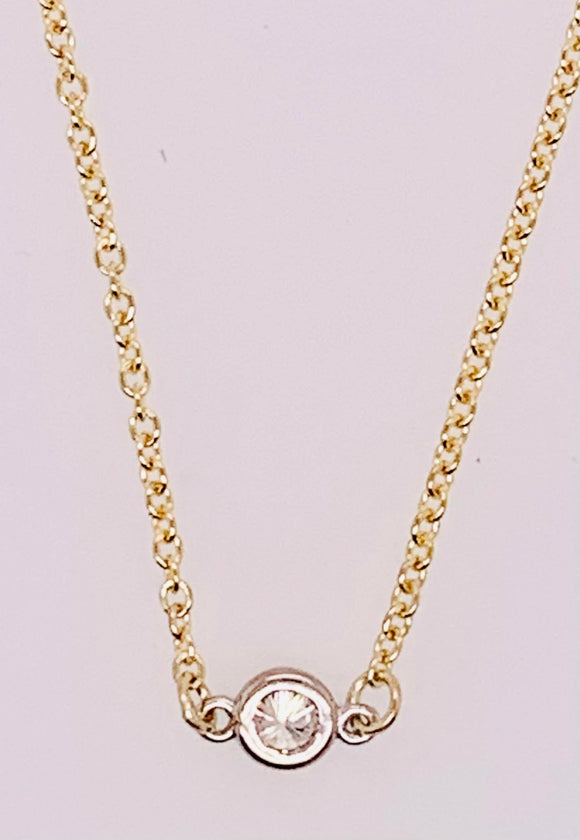 4K Yellow Gold Stationed Diamond Necklace