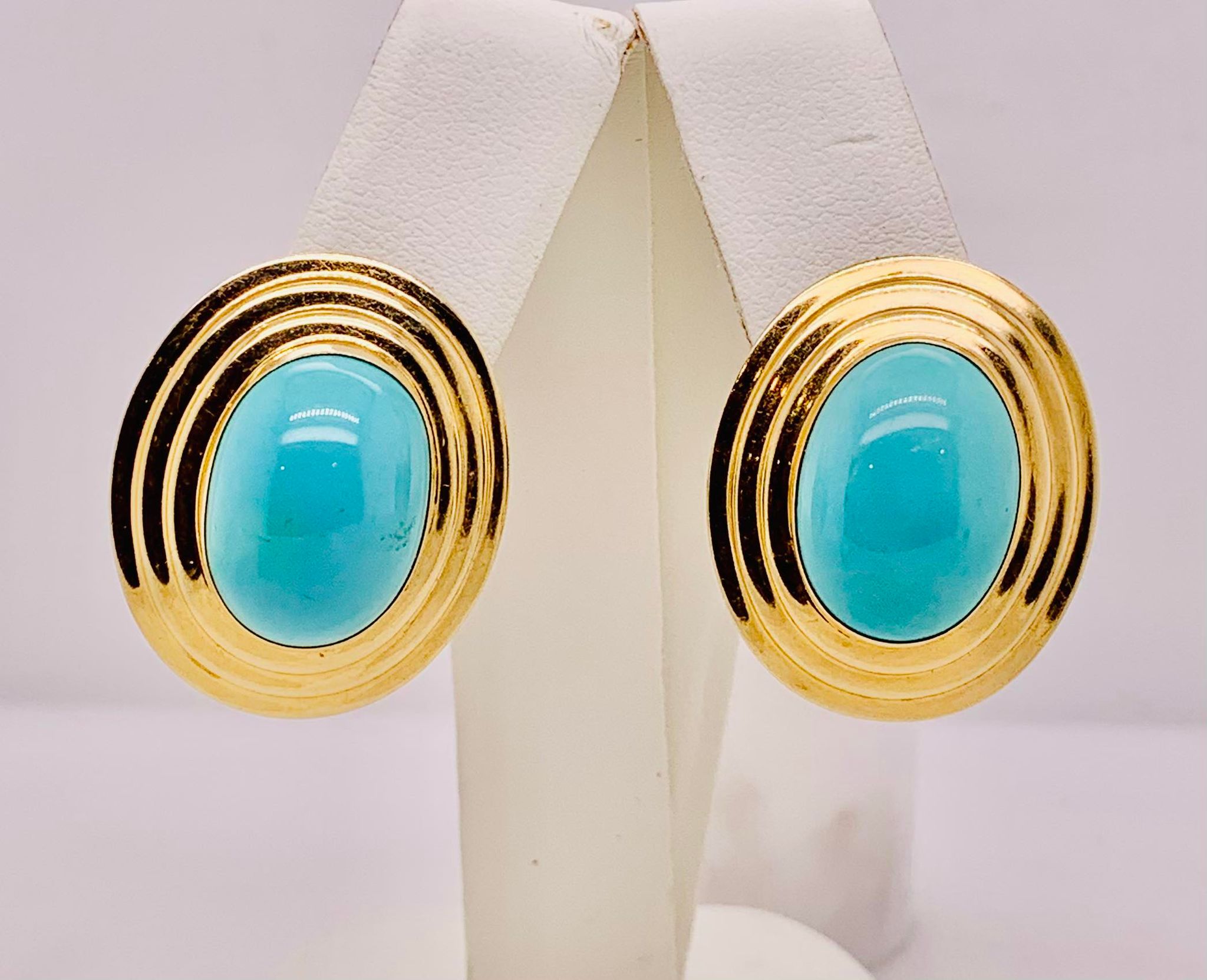 14K Estate Turquoise Earrings