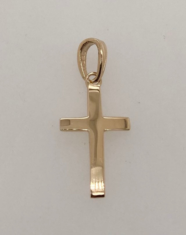 14k Beveled Cross Charm