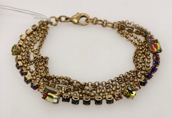 Elegant Multi-Strand Crystal and Chain Tennis Bracelet