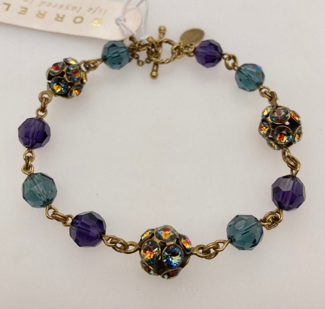 Delicate Bead and Crystal Line Tennis Bracelet