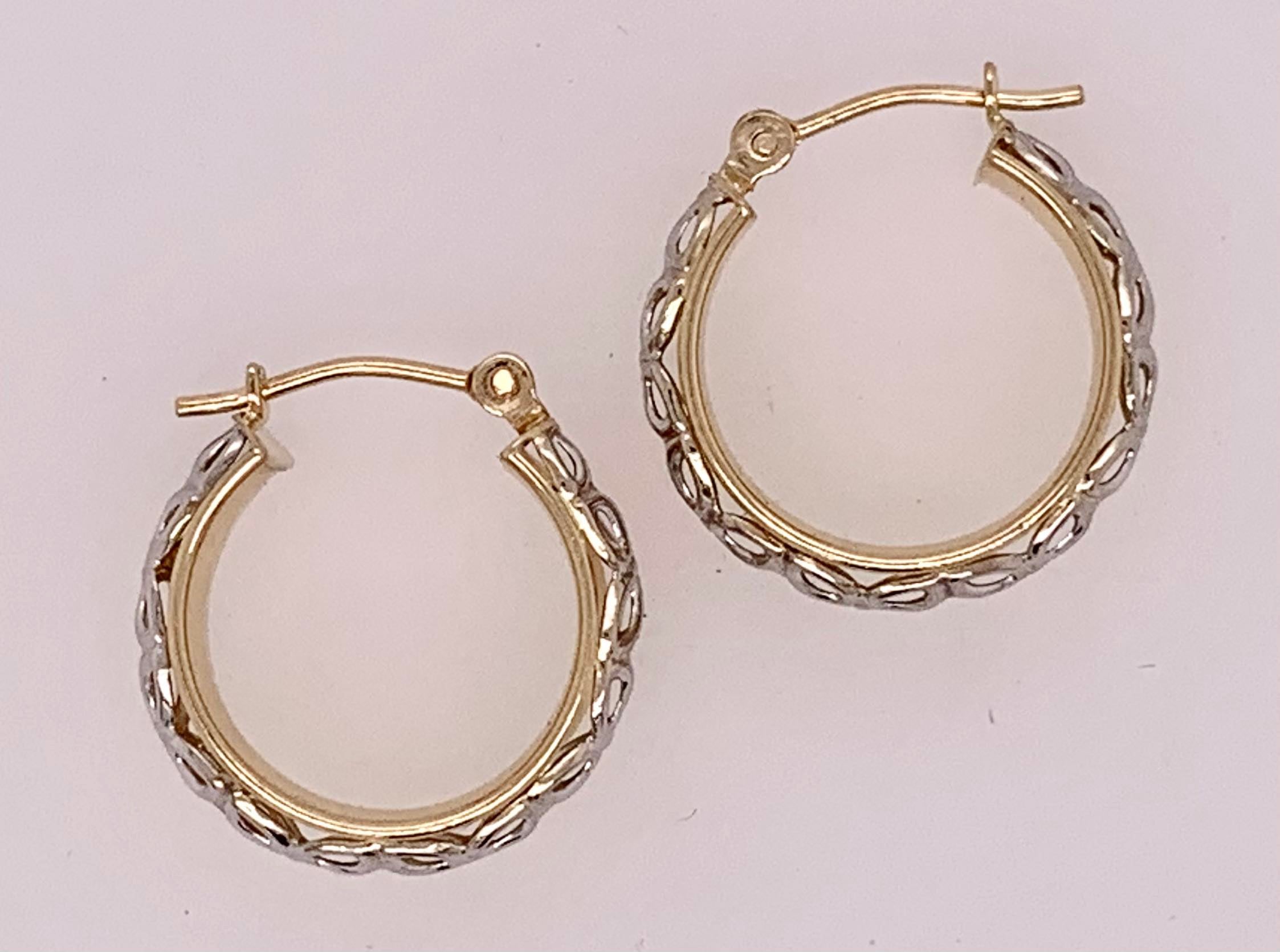 14K White/Yellow Gold Hoop Earrings