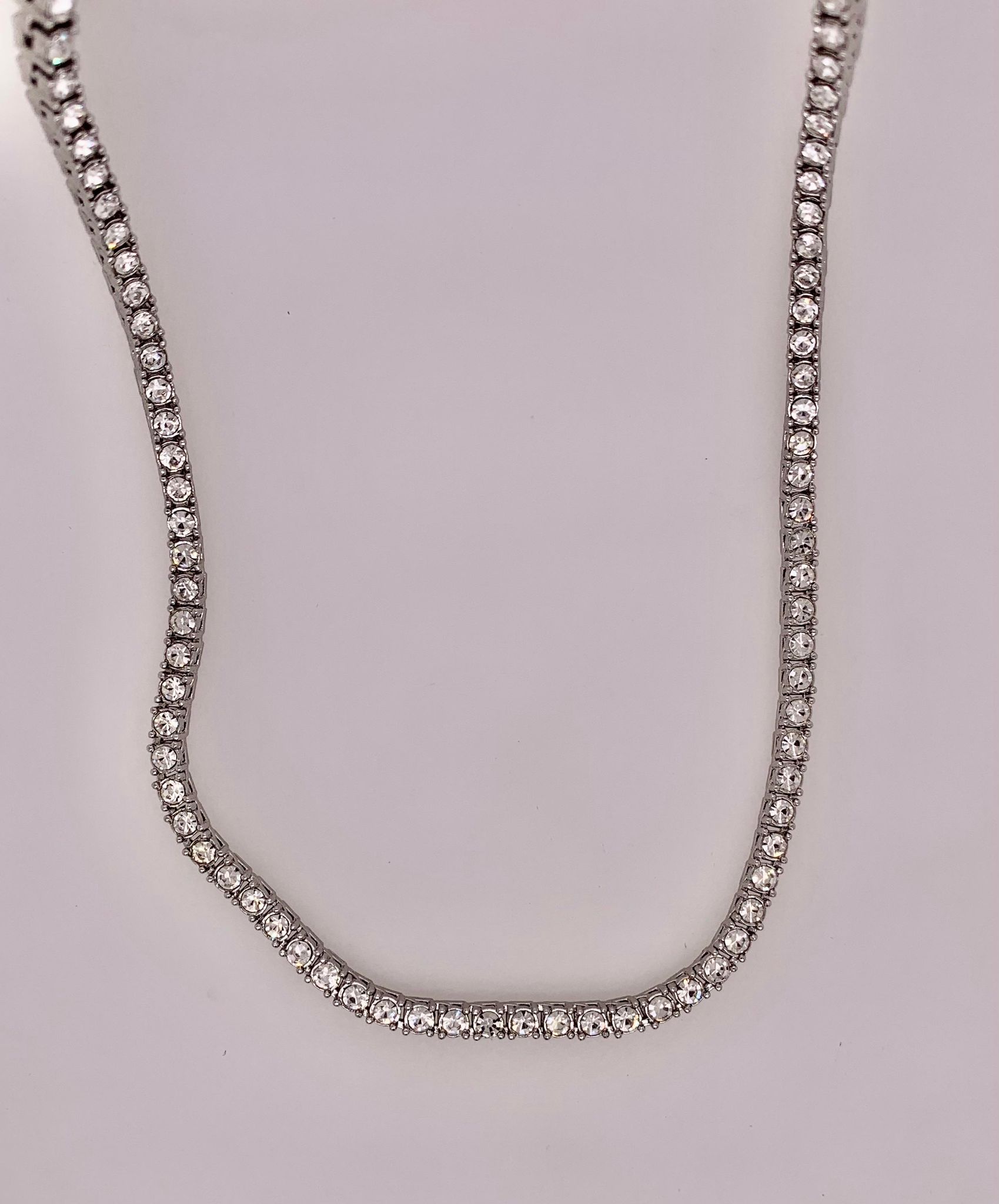 Fashion Silver Tone Tennis Bracelet 18"