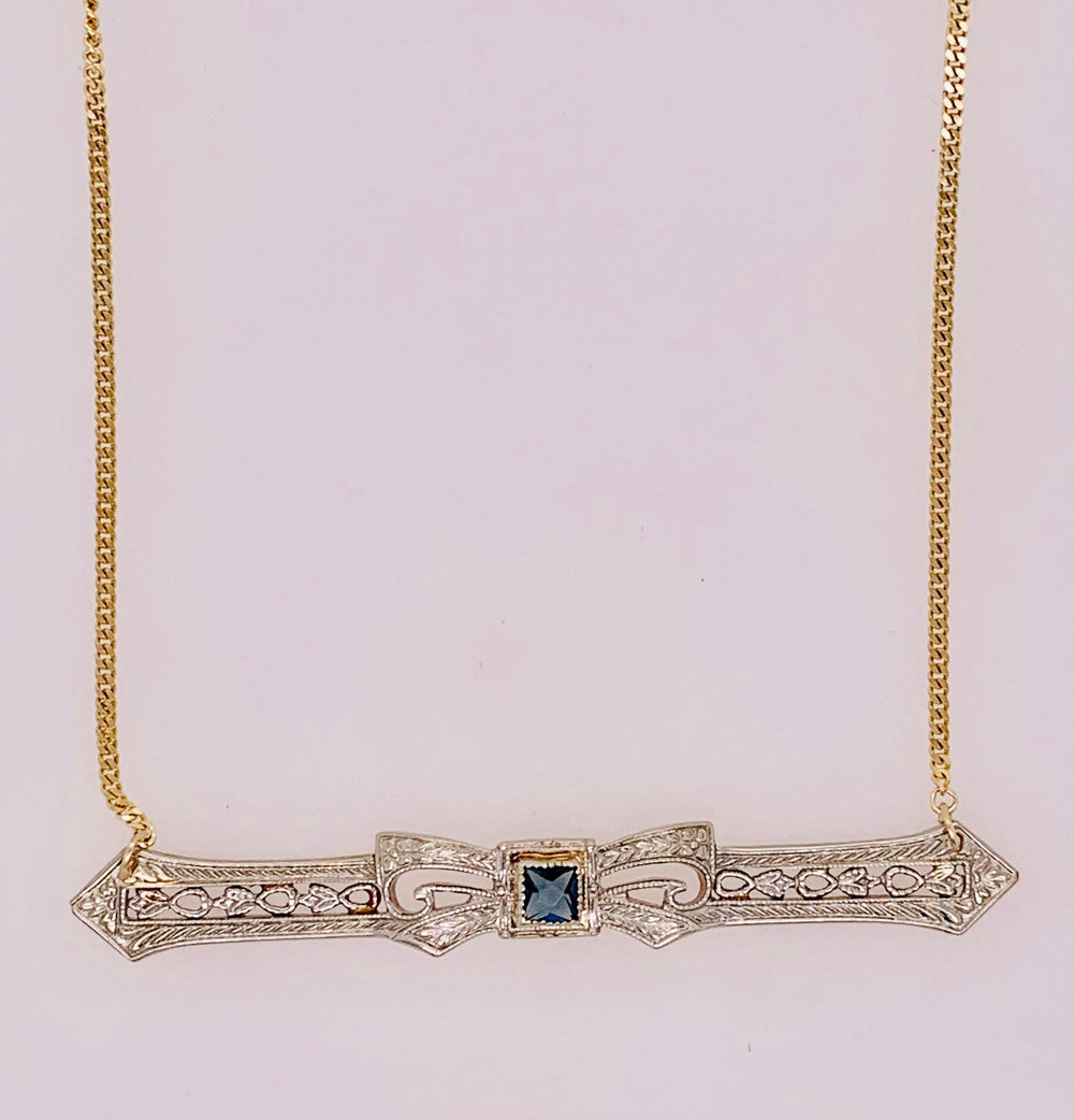 Estate Filigree Bar Pendant